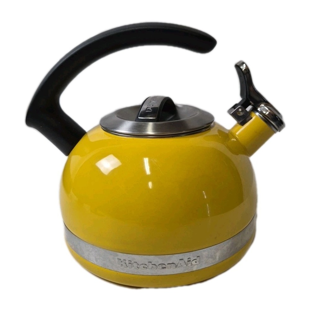 Vintage Yellow Kitchen Aid Citrus Sunrise Kettle C Handle and Trim Band